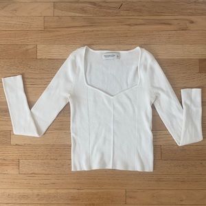 Abercrombie white v sweater ribbed